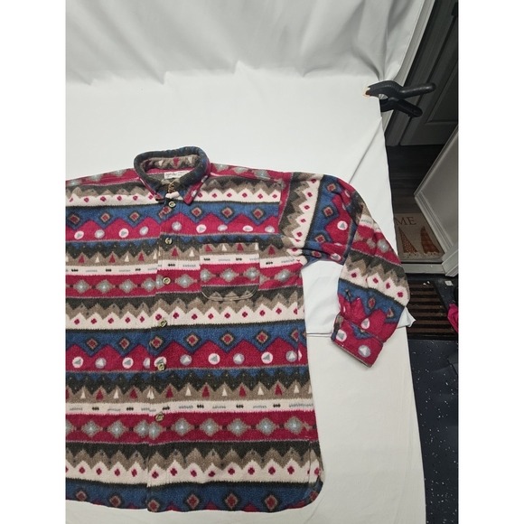 Angelo Litrico Mens Multicolor Vtg Aztec Western Fleece Button Up Shirt Sz L - Picture 9 of 16